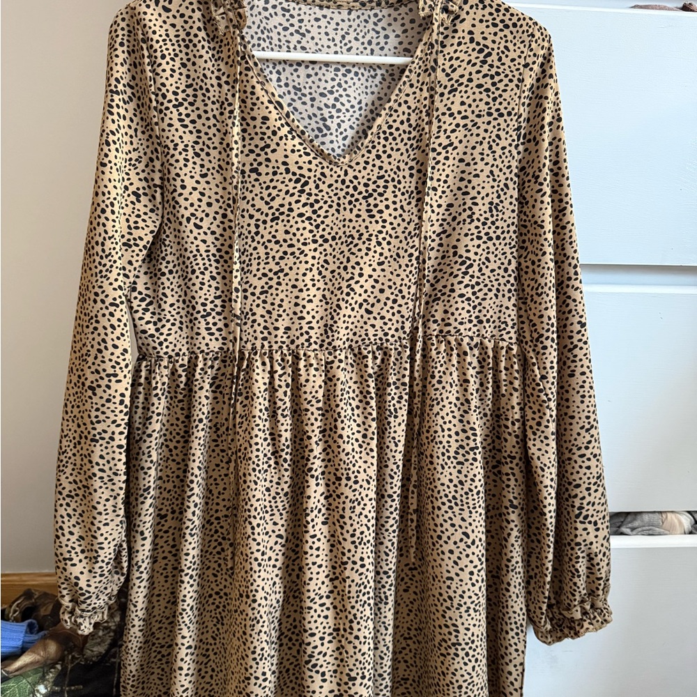 SHEIN Leopard Print Long Sleeve Dress